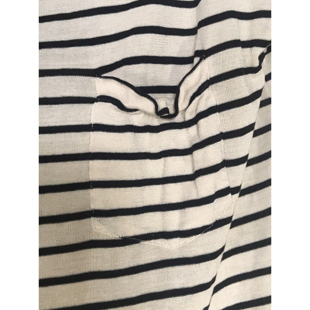 Saint Laurent Black/White Stripe Rouch Pocket and Back Detail 100% Silk Top sz M - Picture 3 of 6